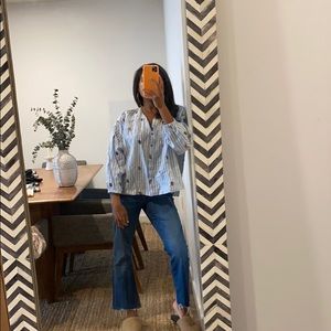 Anthropologie Striped Linen Button Down Tunic